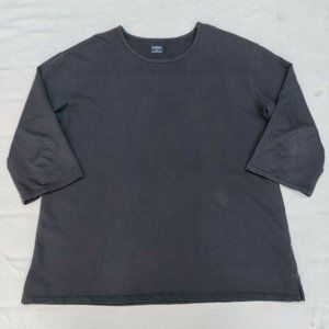 Esby 3/4 Sleeve Relaxed Fit Black Woven Cotton Shirt Women's Size XL